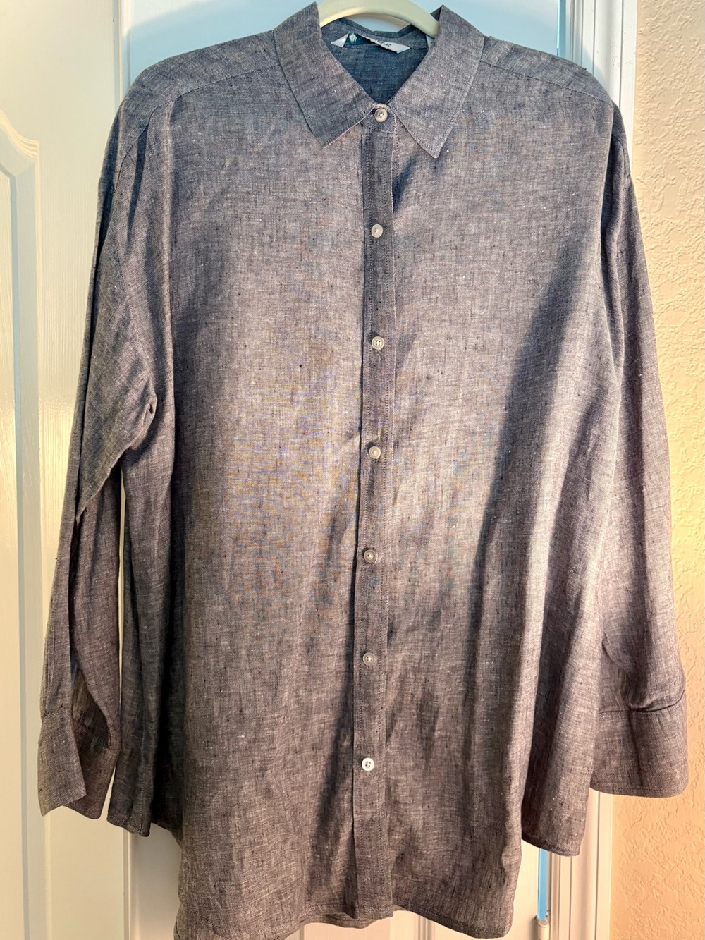 Cubavera Women’s XL 100% Linen Button-Up Shirt Slate Gray LN